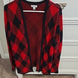 Croft & Barrow Red and Black Plaid Cardigan